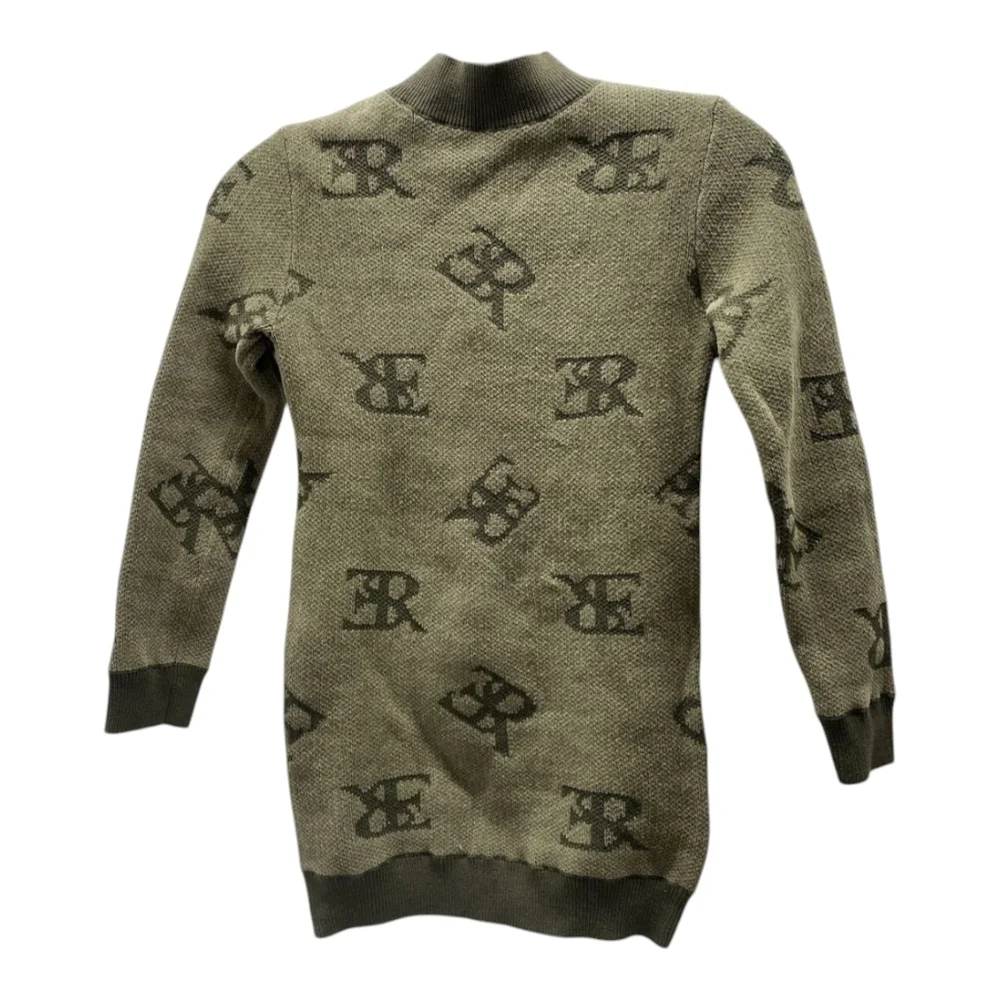 Ermanno Scervino Junior Girls Soft Logo Sweater Dress Size 6 Army Green